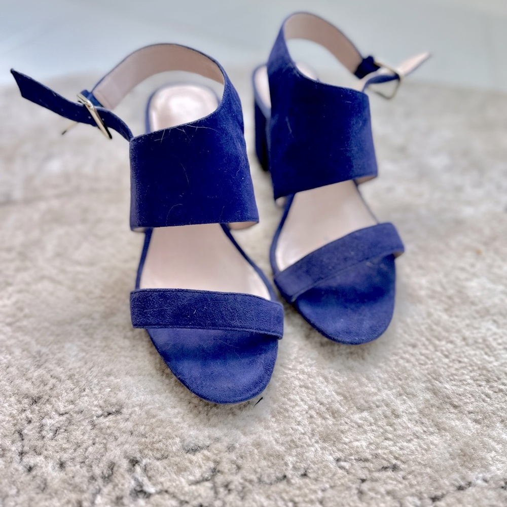 Nine West Royal/purple Suede Block Heel Sandals